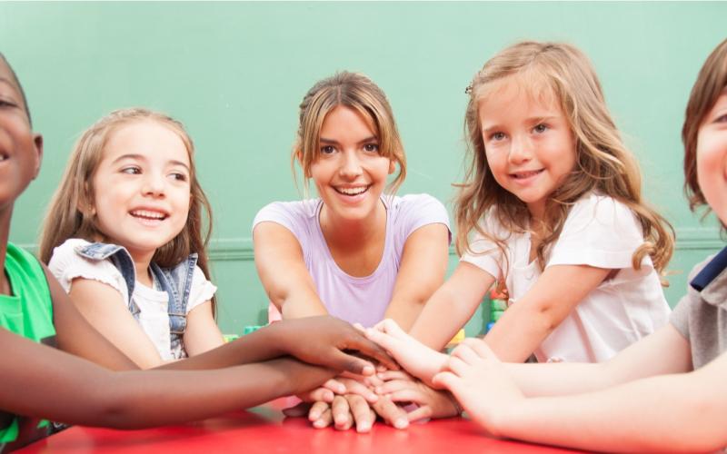 teacher with kids